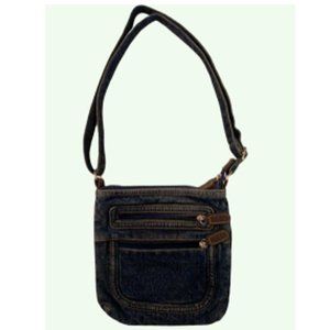 Women's Small Blue Denim Crossbody Bag     Approximate Size   8.5 in. X 8.5 in.